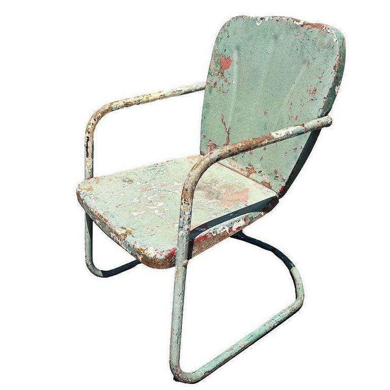 Mid-century Steel Shellback Springer Patio Outdoor Lounge Chair