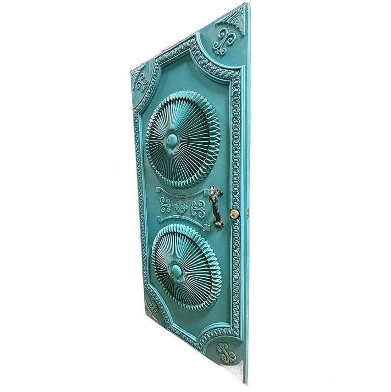 Mid-century Hollywood Regency Grand Turquoise Door w/ Custom Handles