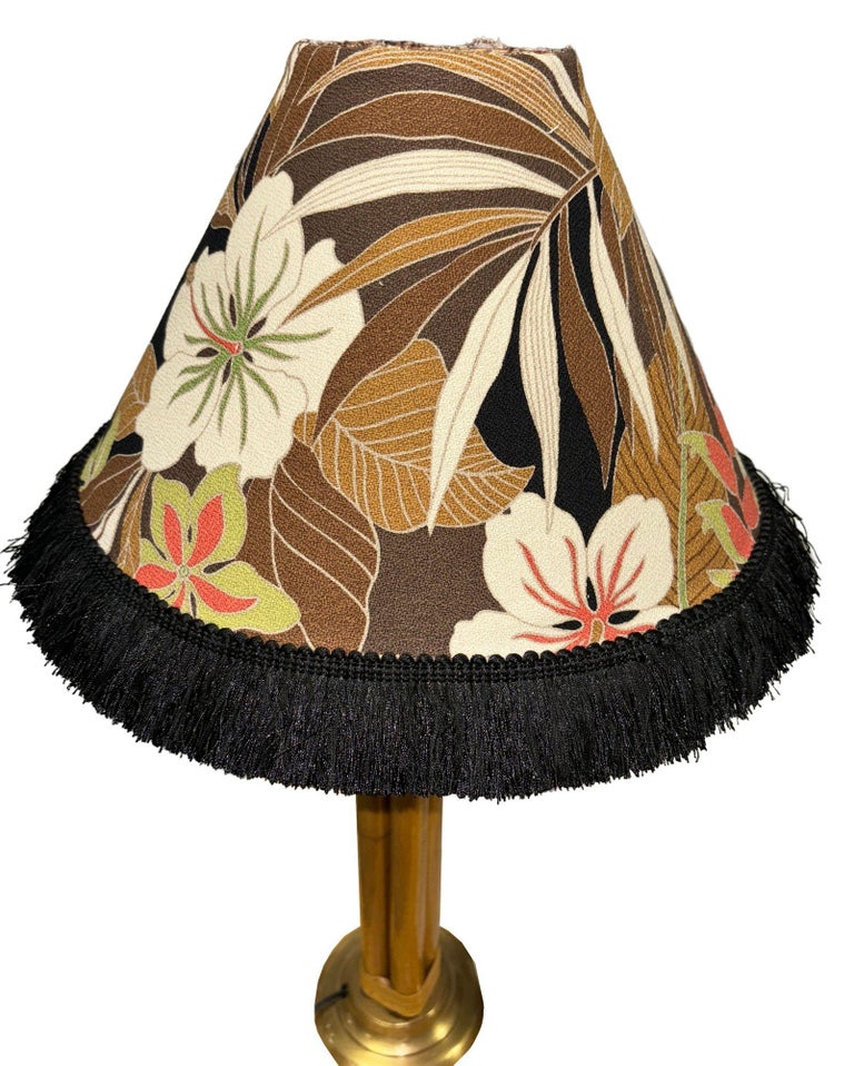 Restored Four Strand Rattan Table Lamp With Fancy Wrapping and Vintage Lampshade