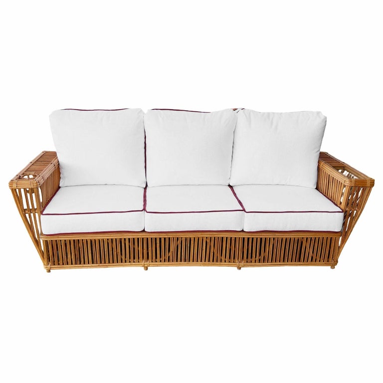 Deco Style "Presidents" Stick Reed Rattan Nantucket Sofa/Lounge Living Room Set
