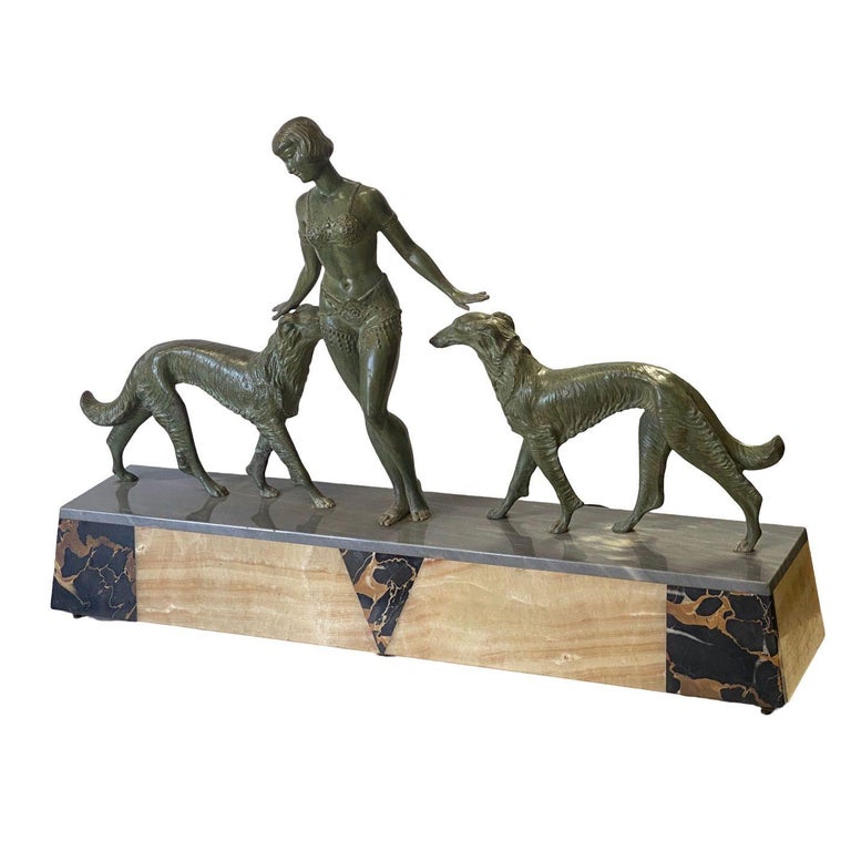 Art Deco Light-up Flapper Bronze Patina Sculpture by Enrique Molins-Balleste