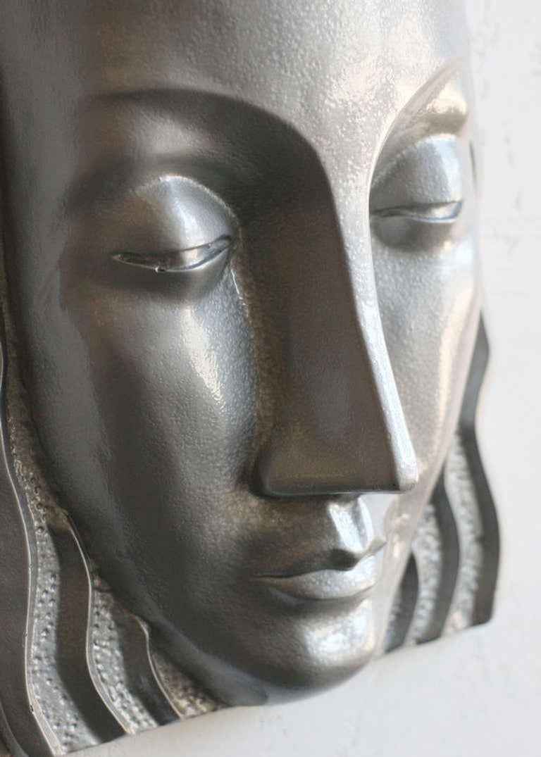 Art Deco Sculptural Female Face Wall Sconce, Rare