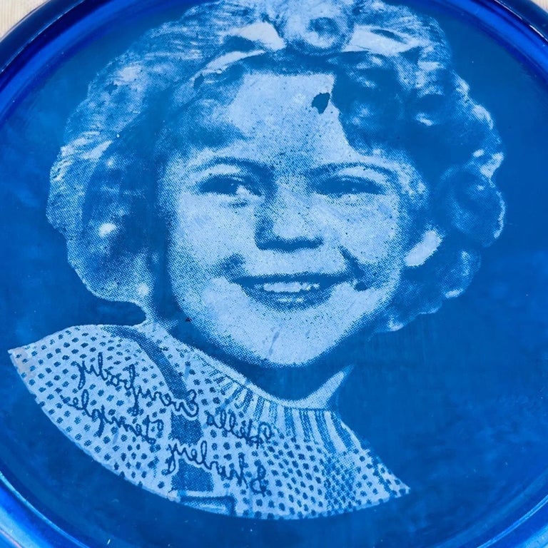 Art Deco Cobalt Shirley Temple Blue Glass Decrotive Bowl Pair by Hazel-Atlas