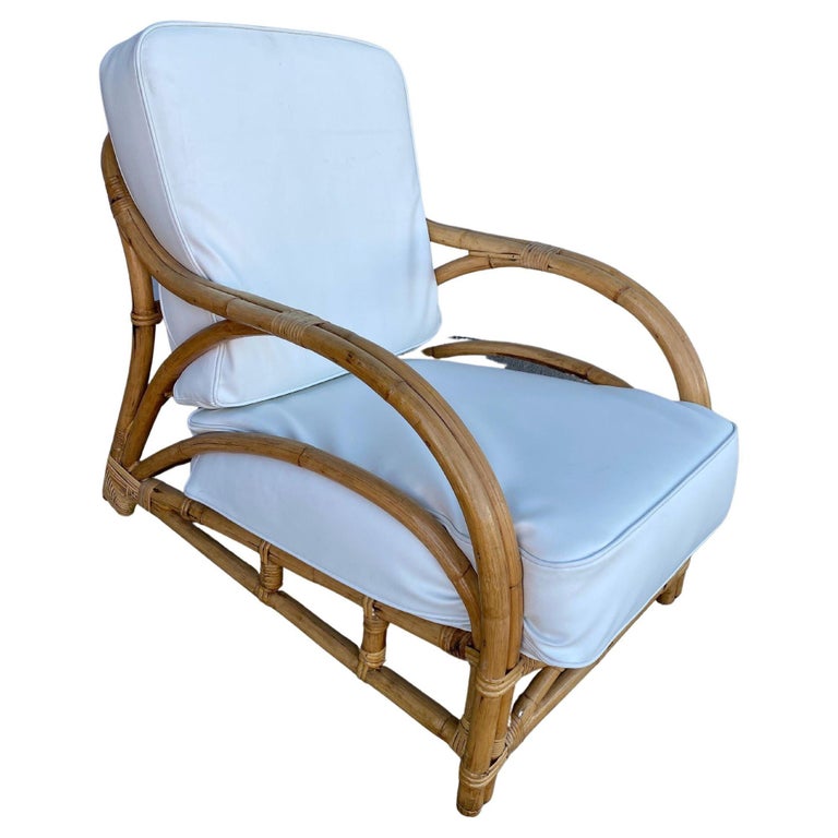 Rare Restored "1940s Transition" Rattan Sofa and Lounge Chair Living Room Set