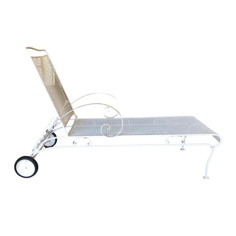 Mid-century Iron Mesh Outdoor/Patio Chaise Lounge by Woodard, Pair