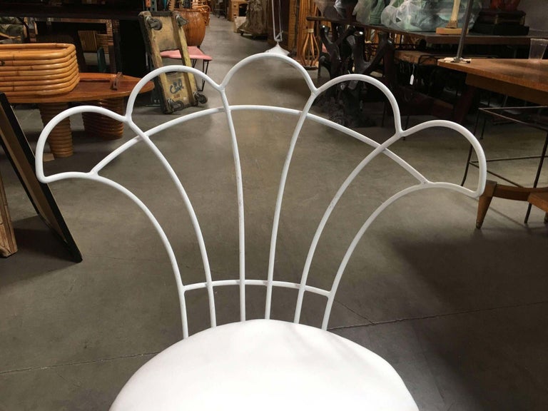 Mathieu Mategot Inspired French Wrought Iron Fan Back Patio Chairs, Set of Four