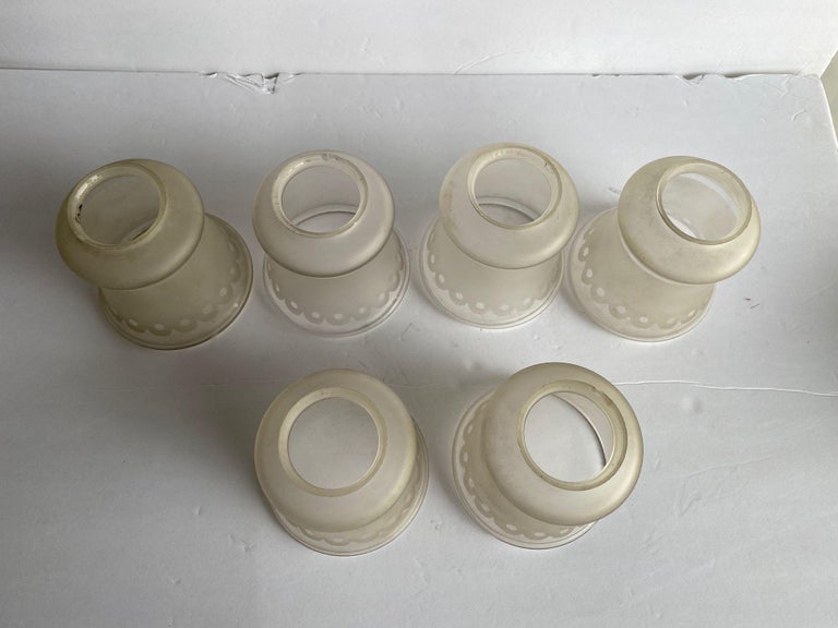2 " Victorian Style Frosted Laced Hand Blown Glass Shades Six Available