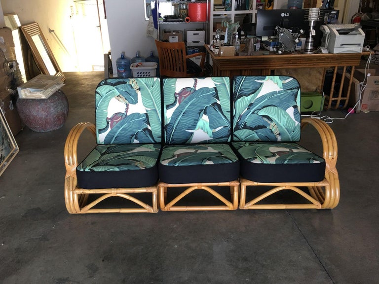Ficks Reed Restored Three-Strand "S-Arm" Rattan Sofa & Lounge Living Room Set