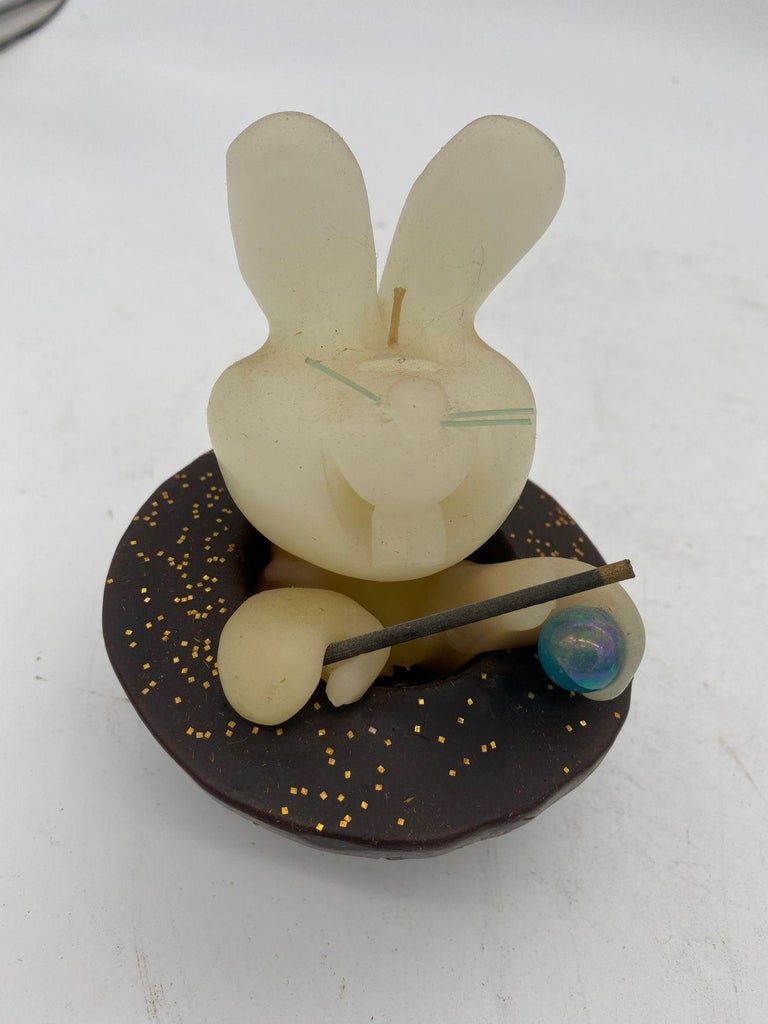 Magician Black Bunny in a Hat Rabbit Figural Collection