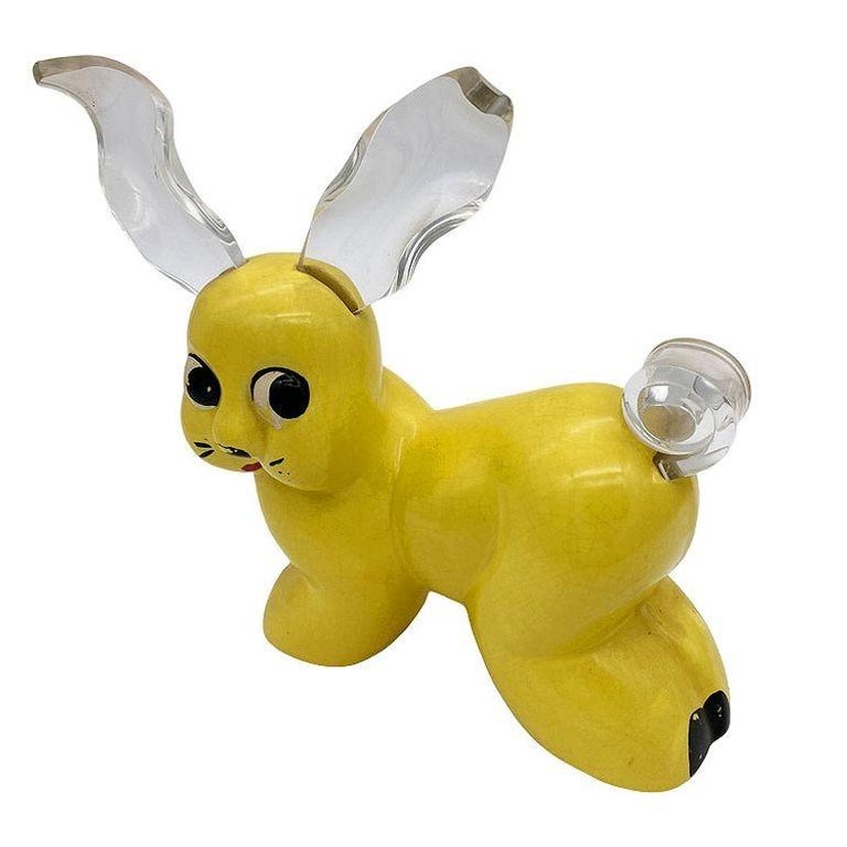 Set of 11 Rare Modernist Glass & Lucite Bunny Rabbit Figural Collection