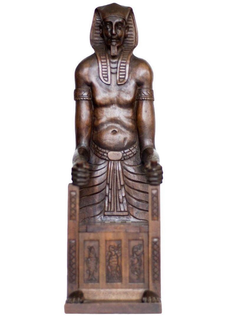 Carved Miniature Egyptian Pharaoh Amenhotep III Throne Jewelry Box