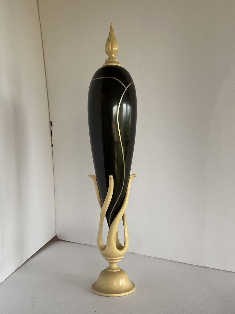 Sculpted Ebony, Silver and Maple "Hollow Vessel" #23 by Don Comer LACMA