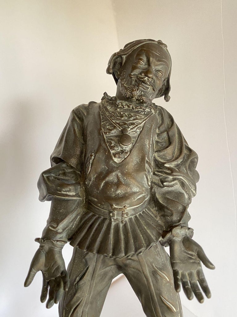 Victorian Bronze Jester Sculpture by After Alfred Barye, France 1860