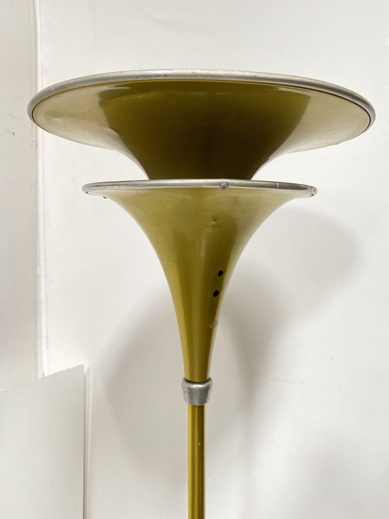 Art Deco Anodized Gold-Tone Spun Aluminum Torchiere Floor Lamp