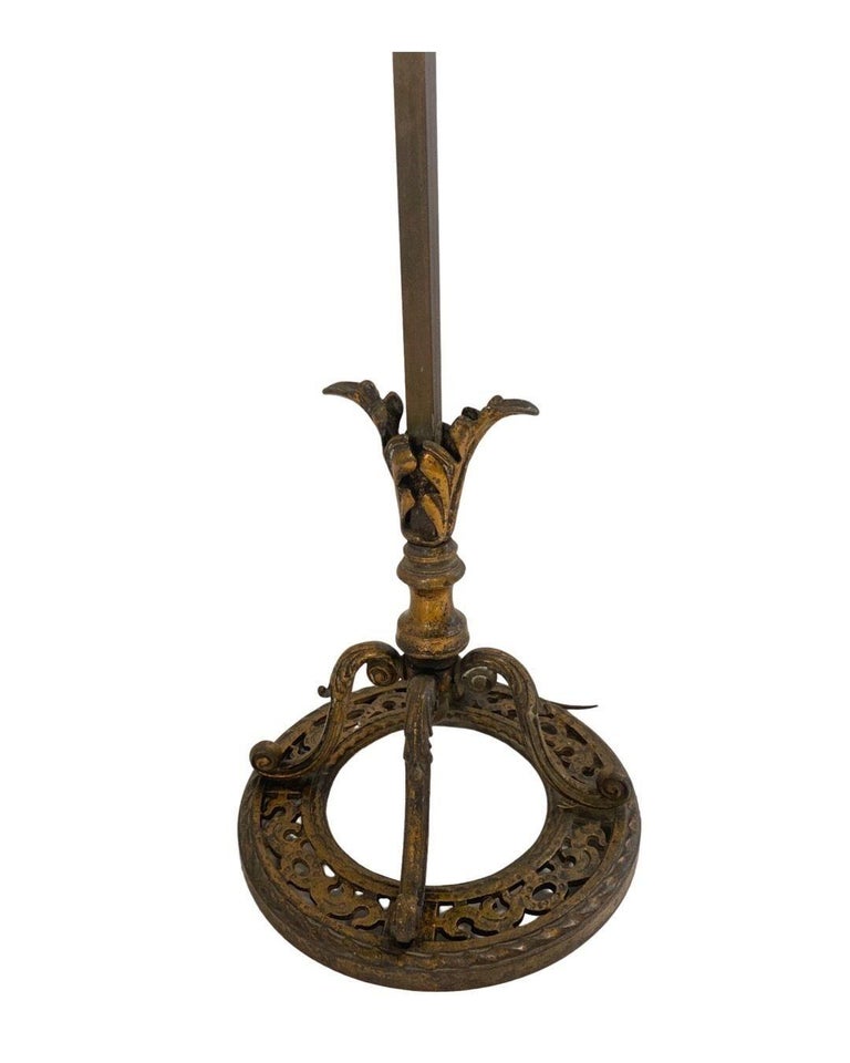 Hollywood Regency Cast Iron Torchiere Floor Lamp by Rembrandt