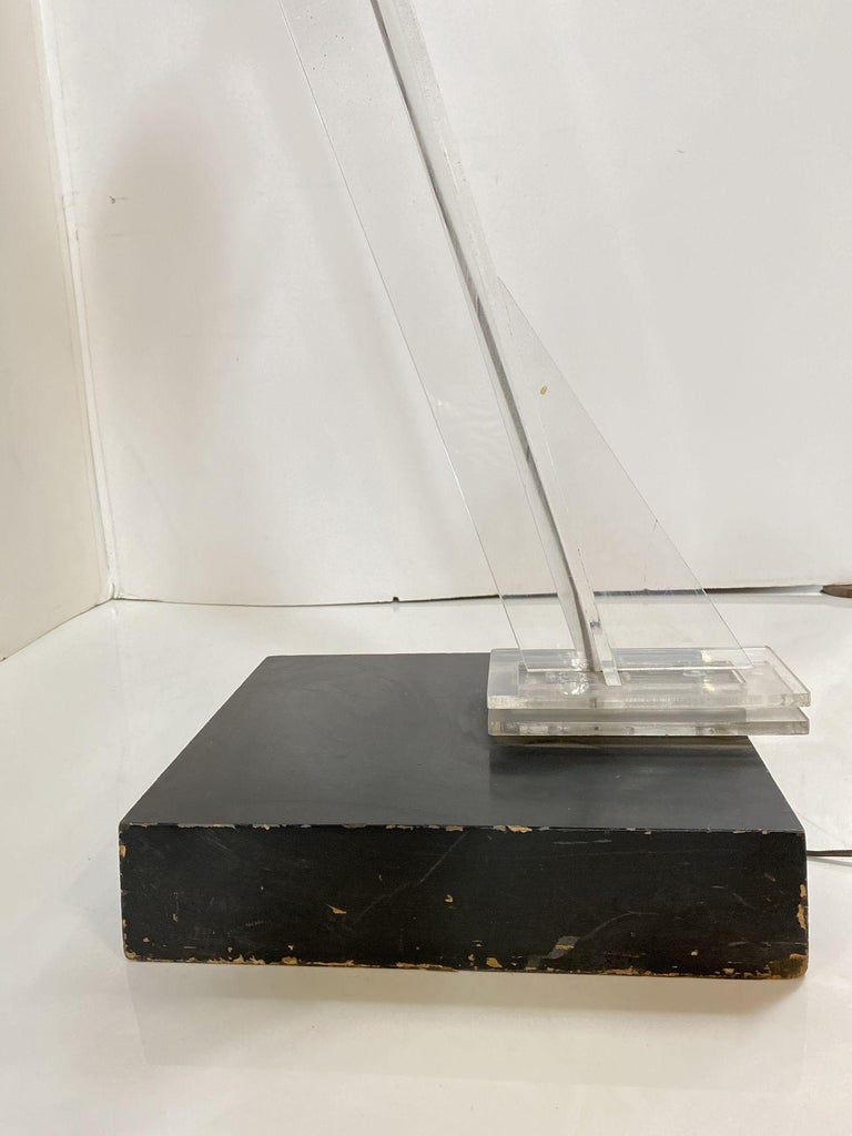 Mid Century Clear Lucite Sculptural Floor Lamp