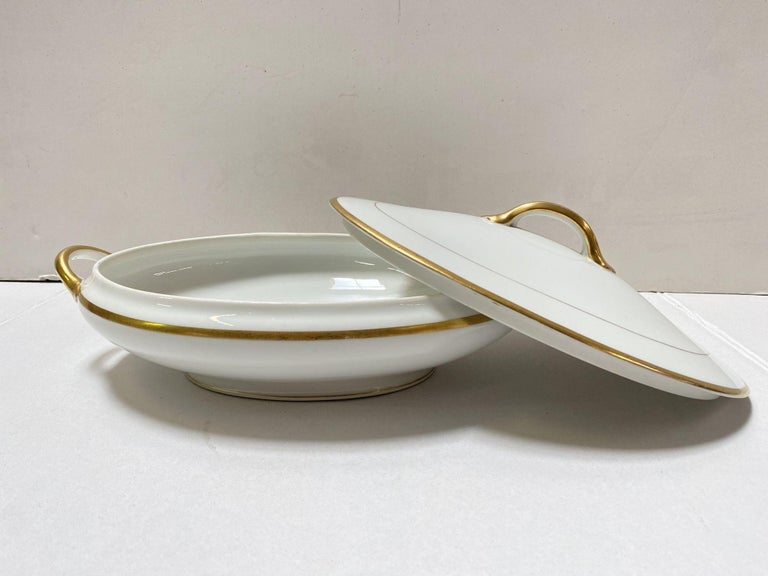Noritake Nippon Antique Colonial Covered Vegetable Bowl with Gold Band