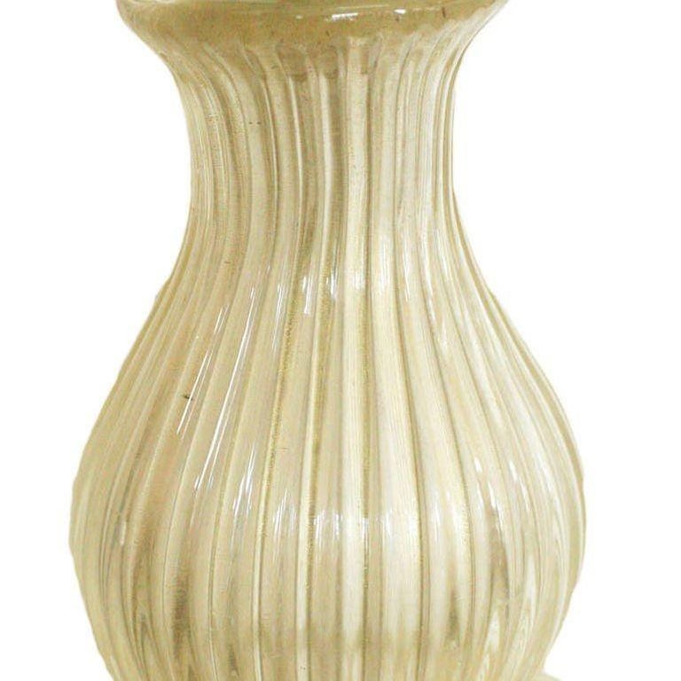 Large Hand Blown Murano Glass Table Lamp in Barovier Style