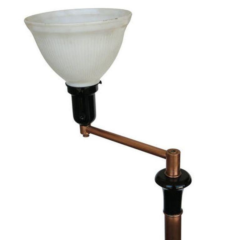 French Art Moderne Copper Swing Arm Floor Lamp