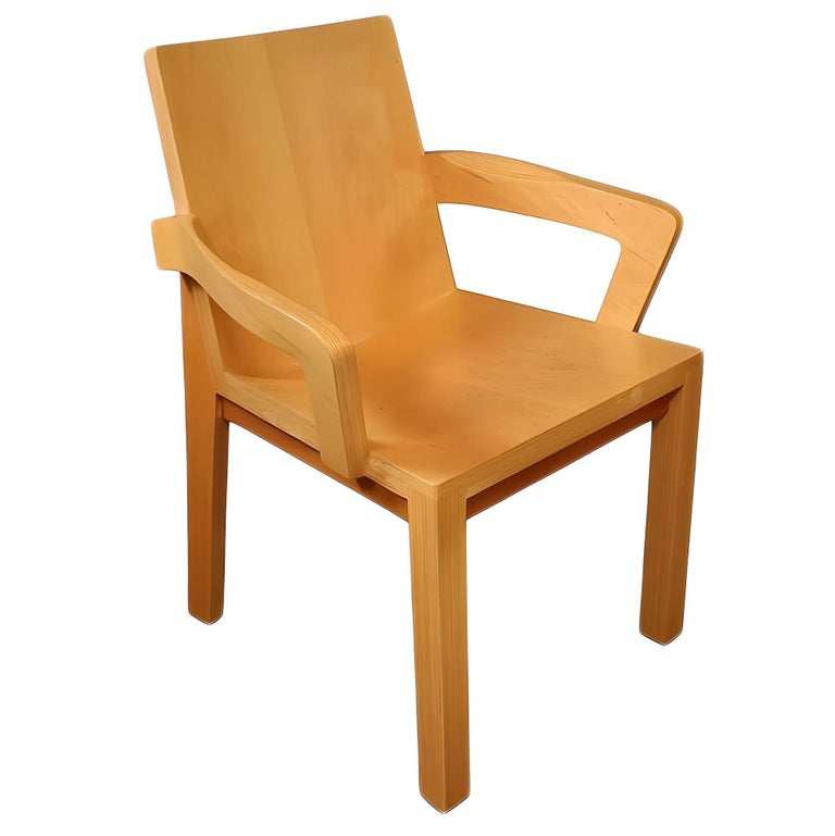 Dakota Jackson Maple Wood "Library" armchairs, Set of Four