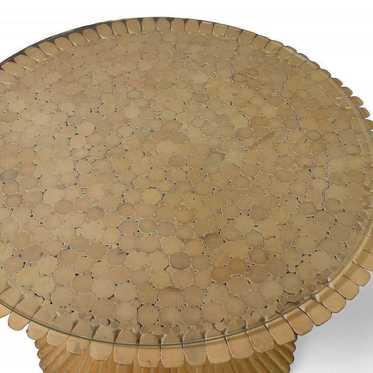 McGuire "Sheaf of Wheat" Stacked Hourglass Rattan End Table, Pair