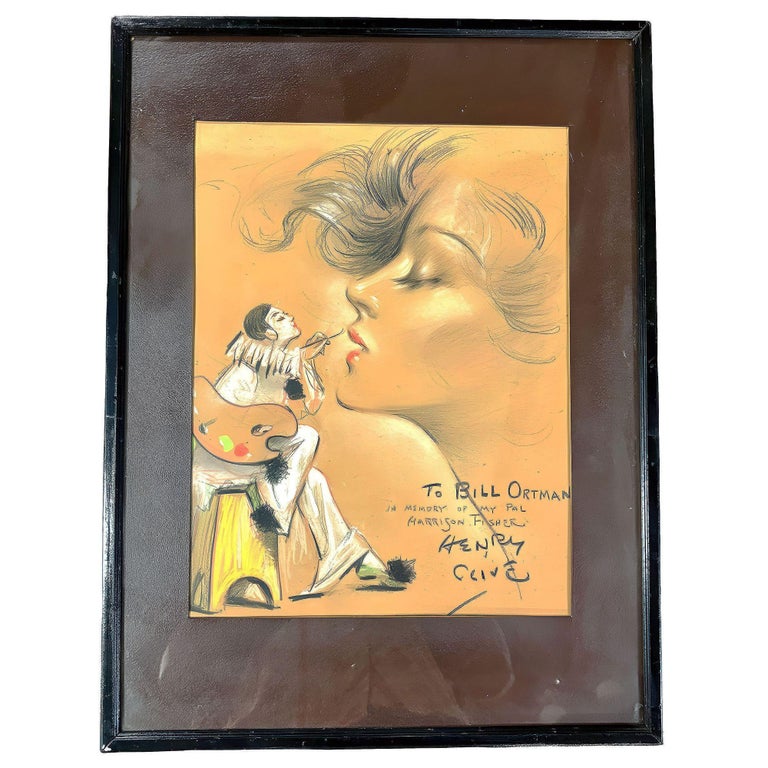 1934 Female Portrait Pastel on Paper by Henry Clive