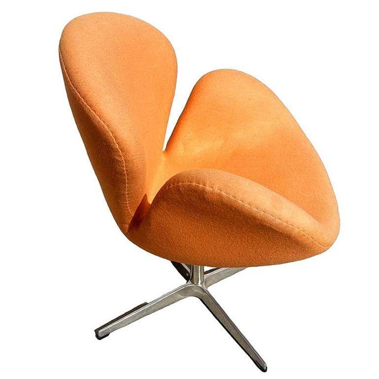 Punmkin Orange Swan Chair in the style of Arne Jacobsen