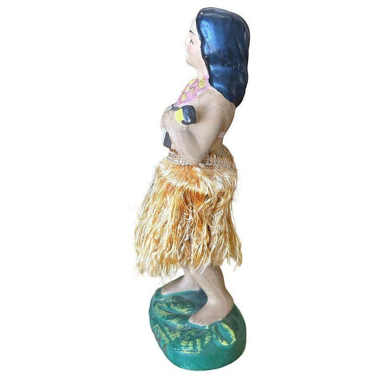 Mid-century Ceramic "Aloha" Hawaiian Dancing Hula Girl w/ Ukulele Figurine