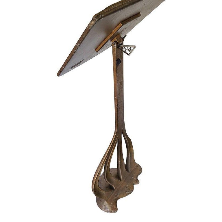 French Art Nouveau Cast Aluminum Music Book Stand in Gaudi Style, 2 Available