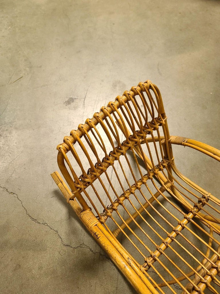 Restored Albini Style Child's Stick Reed Reed Rattan Rocking Chair