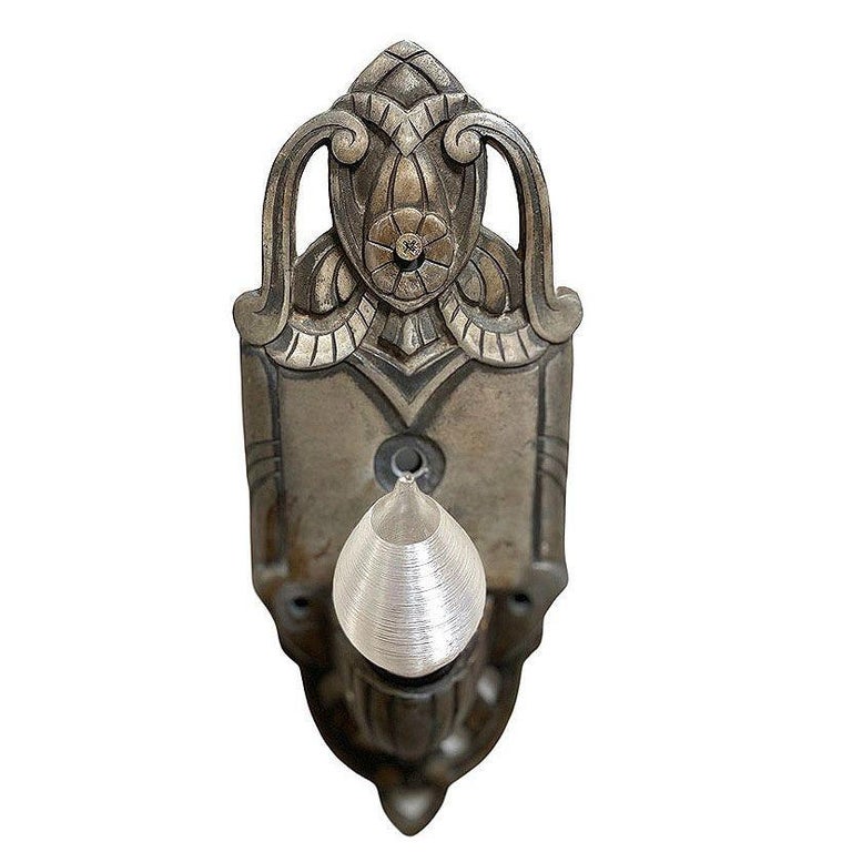 Early Art Decco Machined Aluminum Wall Sconce, Pair