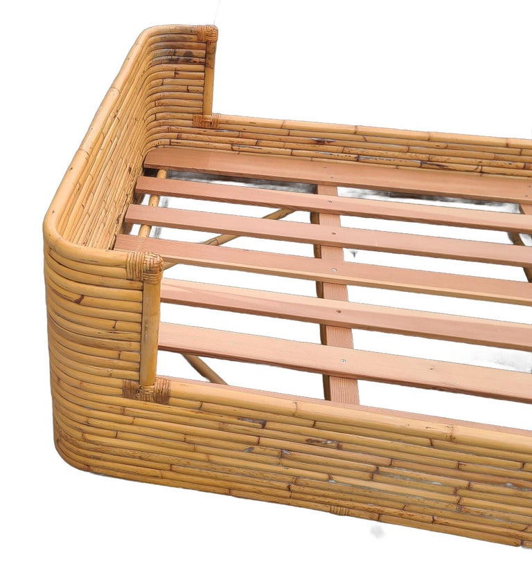 Vintage Full Size Stacked Rattan Bed Frame by Seven Seas