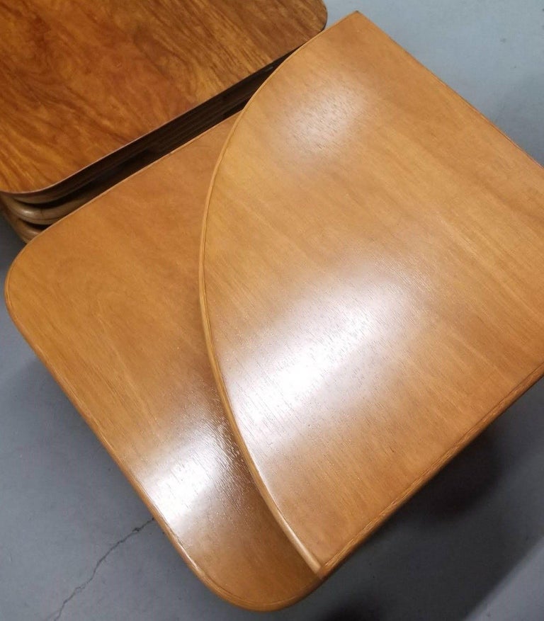 Restored Ratan and Mahogany Two-Tiered Corner Table with Stacked Rattan Base