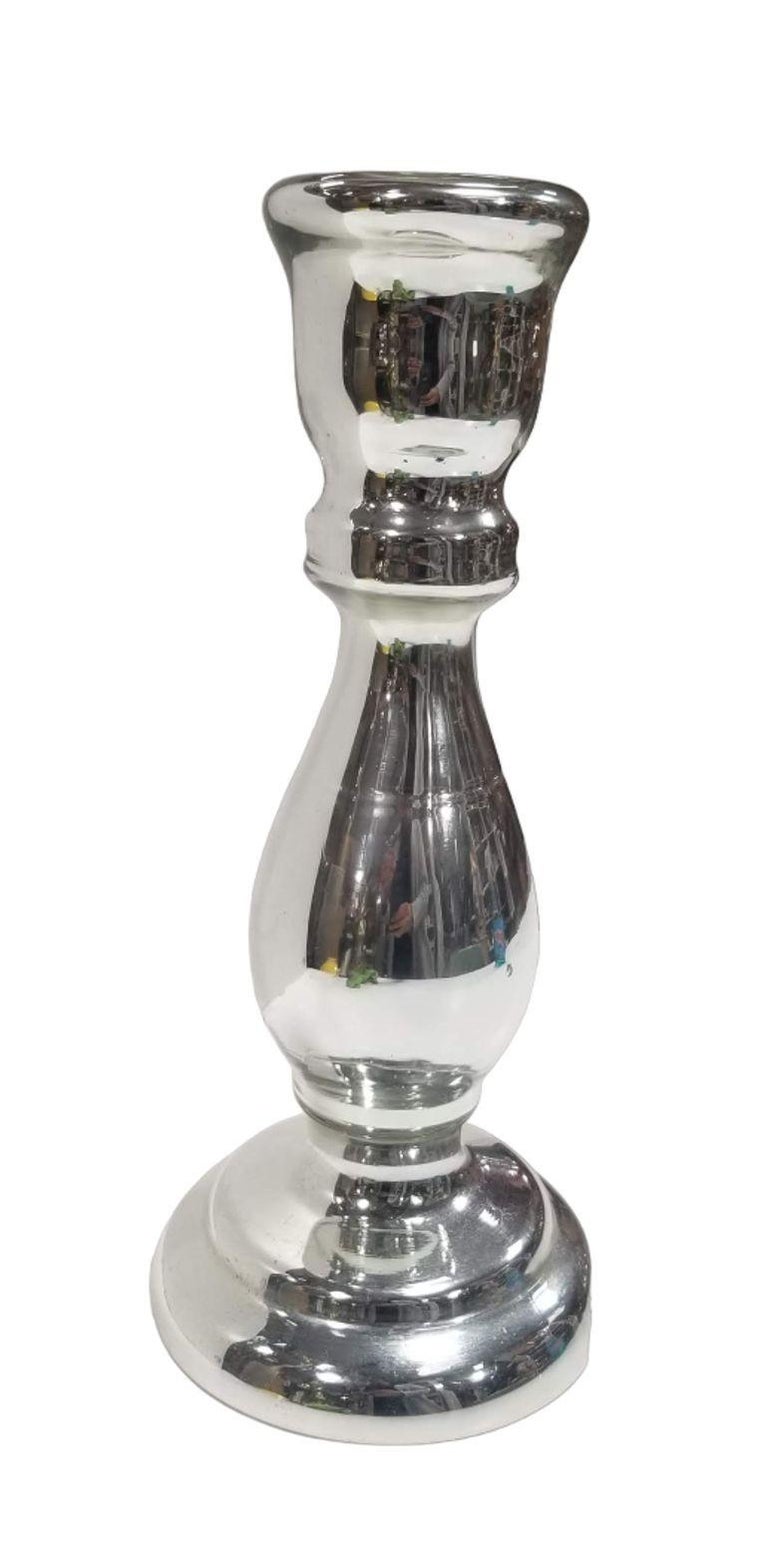 Art Deco Silver Mercury Art Glass CandleStick Holder