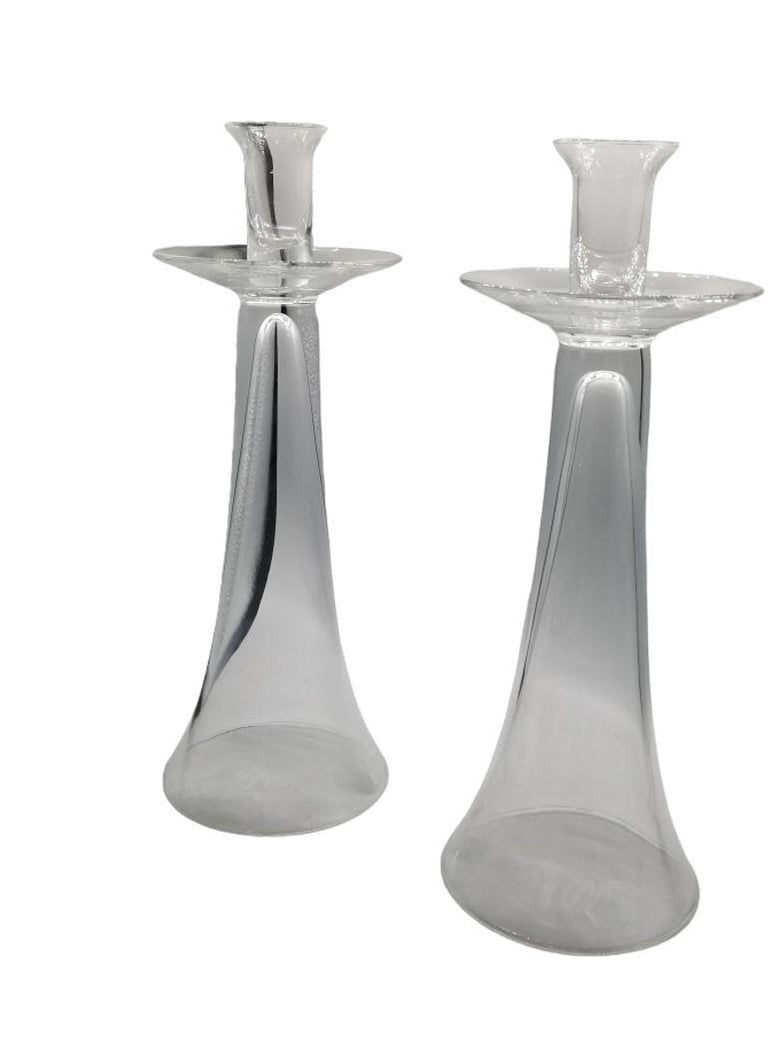 Vintage Clear Crystal Candlestick Holders