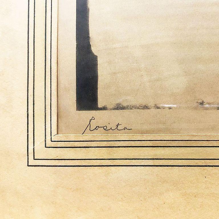Art Deco Era "Rosita" Colored Etching Signed Don Jose in Original Frame
