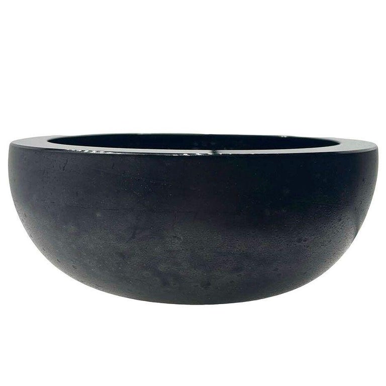 Mid-century Italian Murano Black Art Glass Bowl Signed Boudin Murano