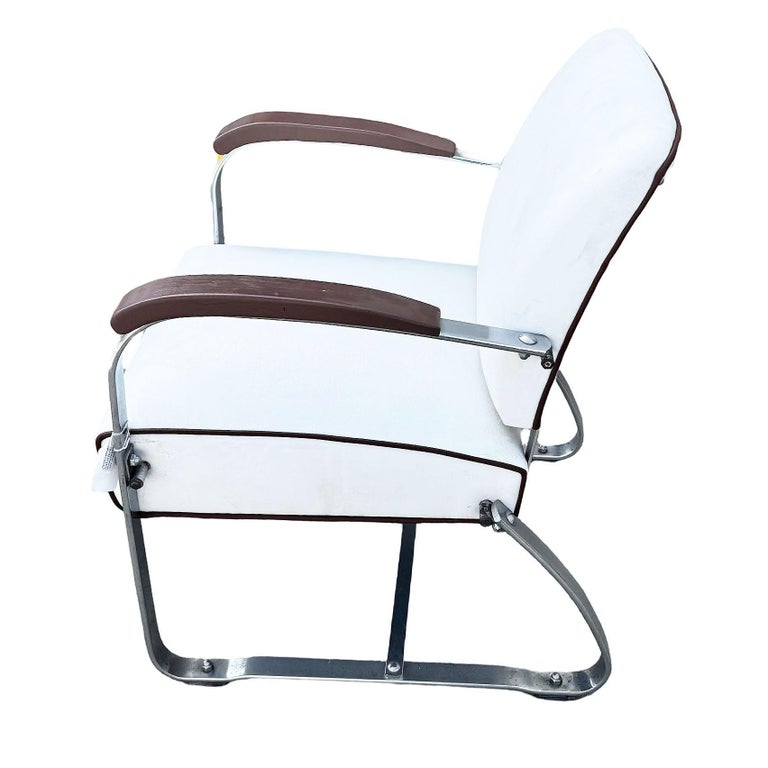 Streamline Art Deco Chrome Tubular Speed Lounge Club Chair, Lloyd Manufacturing