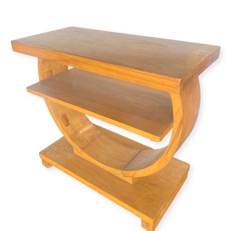 Blond Geometric Art Deco Side & Coffee Table by Gilbert Rohde for Brown Saltman