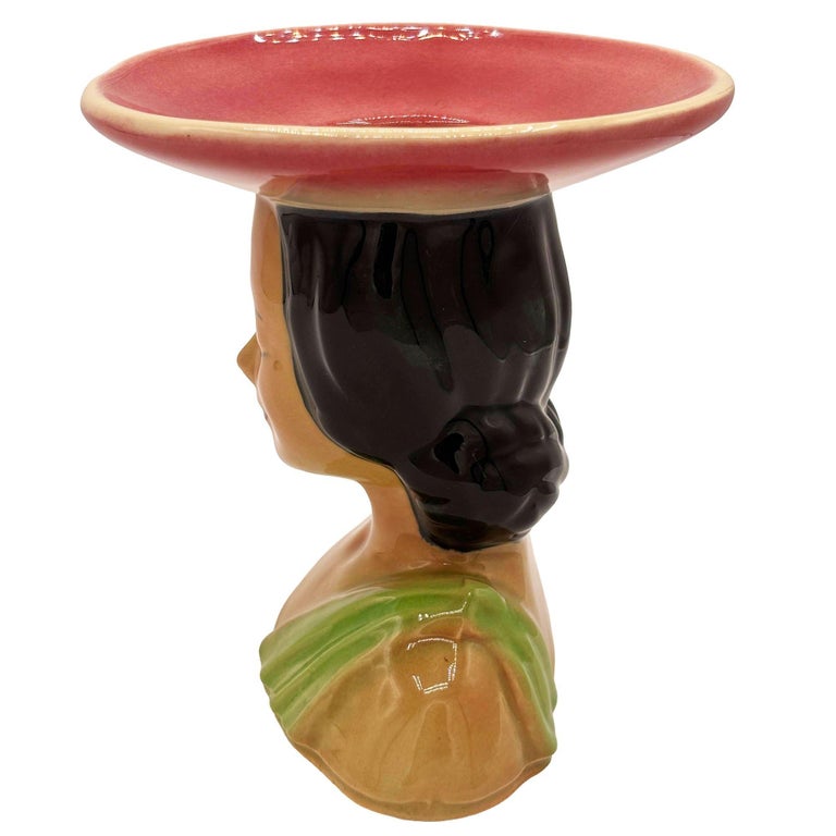 MCM Shawnee Pottery 896 Hawaiian Hula Girl Polynesian Pink Plant Bust Vase