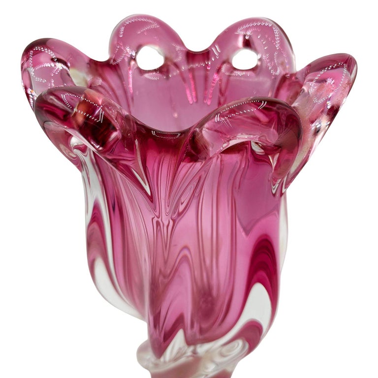 MCM Czech Cranberry Art Glass Vase by Josef Hospodka for Chribska Glassworks