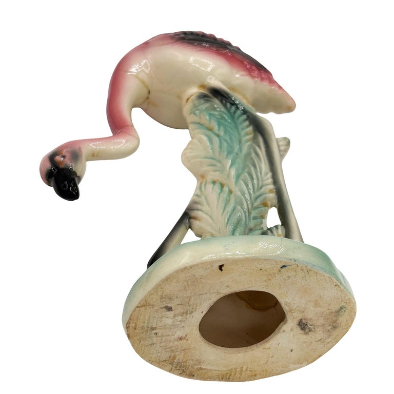 Mid-century California Pottery Ceramic Searching Pink Flamingo Figurine