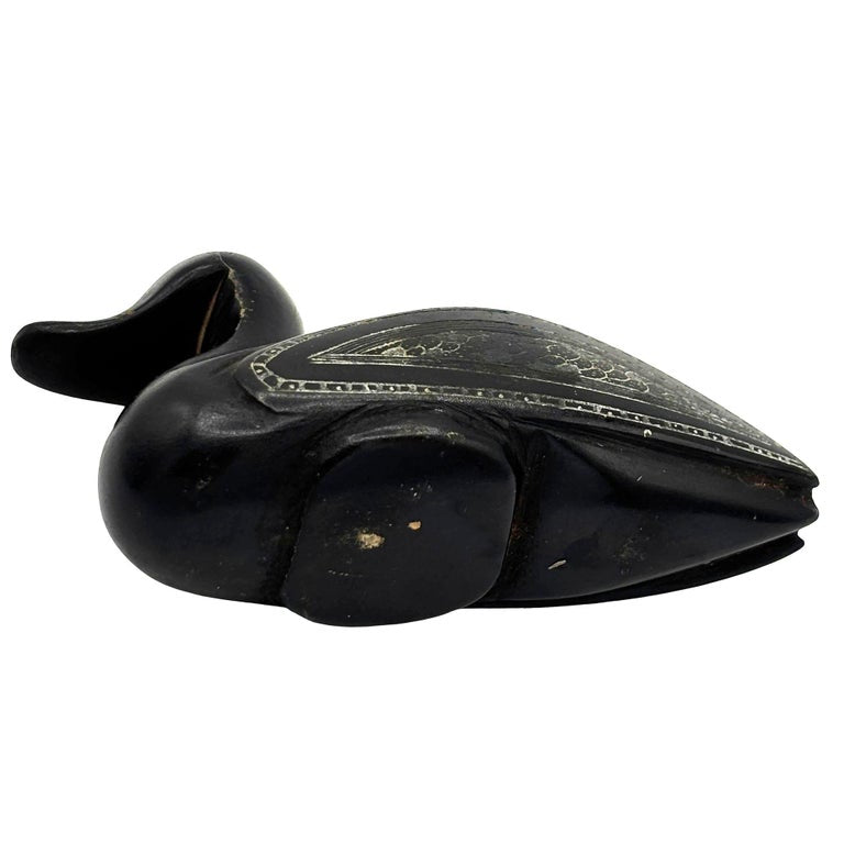 Mid-century Chinese Export Hand Carved Teak Wood Duck