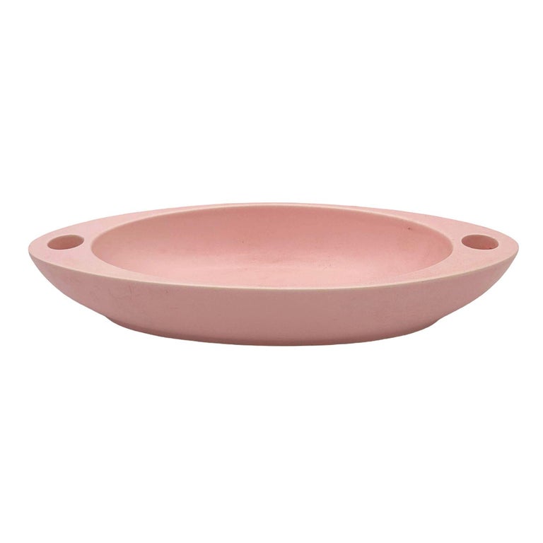 Large California Pottery Pink #437 Bowl w/ Candle Holder by Hyalyn Pottery