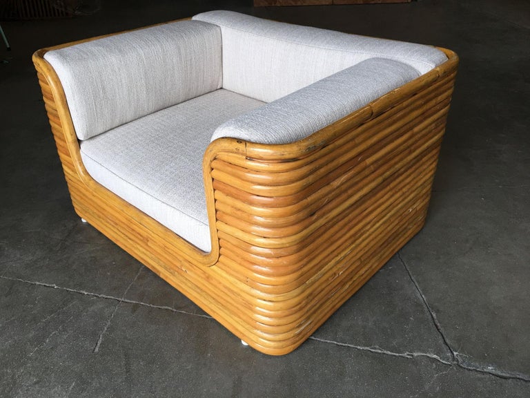 Restored Rare Full Stacked Rattan Lowboy Lounge Chair