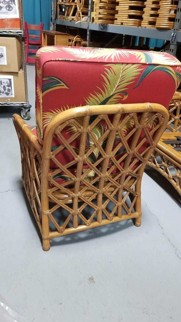 Restored Mid Century Lattice Rattan Sofa & Lounge Chair Livingroom Set