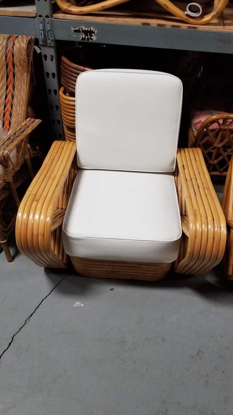 Restored Rattan Six Strand Square 3/4 Pretzel Livingroom Sofa and Chairs Set