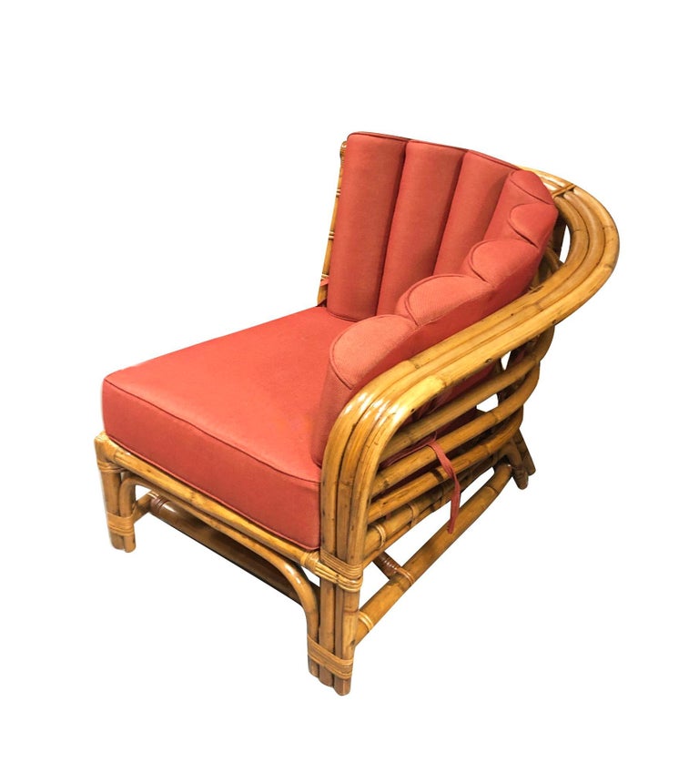 Restored MCM Rattan Round Sectional Corner Sofa w/ 3-Strand Waterfall Arms