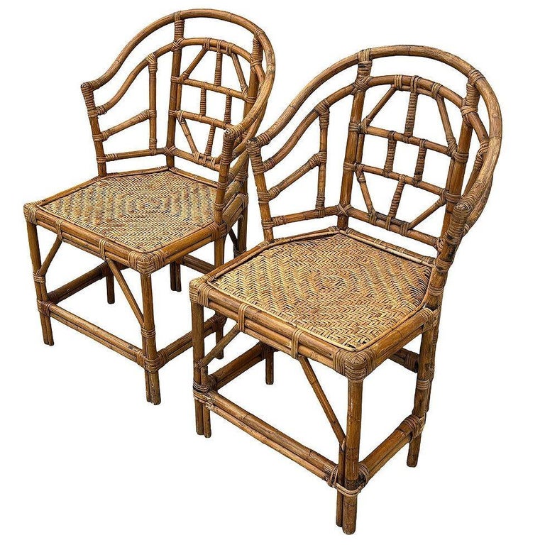 Brighton Pavilion Style Rattan Dining Armchairs