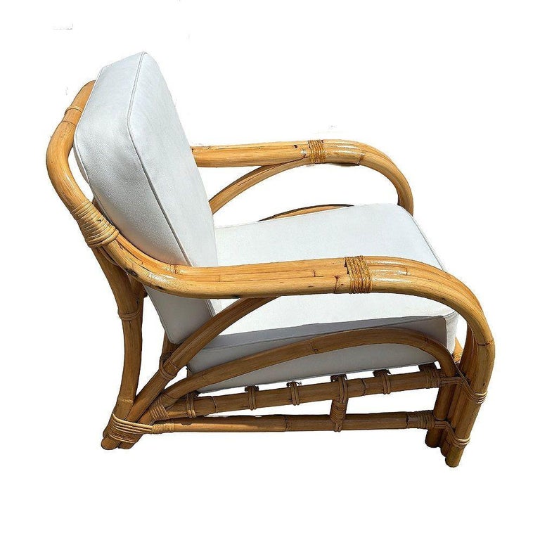 Restored Mid-century Rattan 3 Strand Transitional Lounge Chair